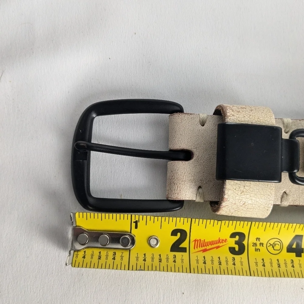 SANDWICH Leather Belt Size 90 = 12 US off White Color Black Buckle Women - Picture 9 of 9